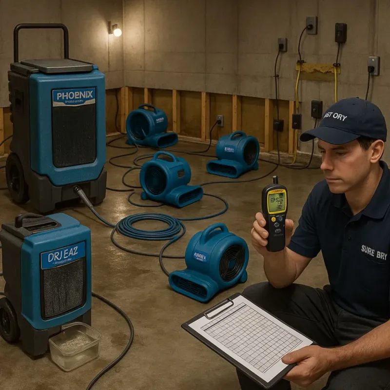 Structural Drying and Dehumidification process in Gold Hill, OR